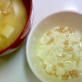 取り分け離乳食－ひき割り納豆と豆腐のみそ汁